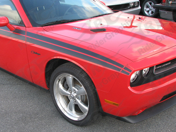 2009-2014 Dodge Challenger RT Classic Factory Front Nose Stripe Extensions Only
