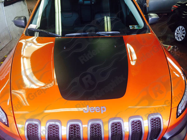 2014 - Up Jeep Cherokee Trailhawk Style Hood Blackout Decal