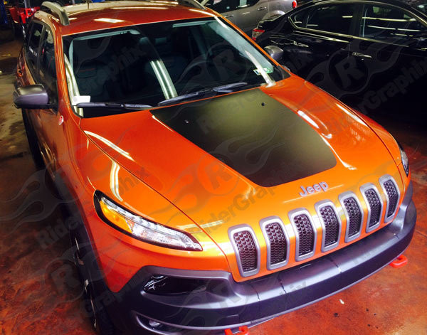 2014 - Up Jeep Cherokee Trailhawk Style Hood Blackout Decal