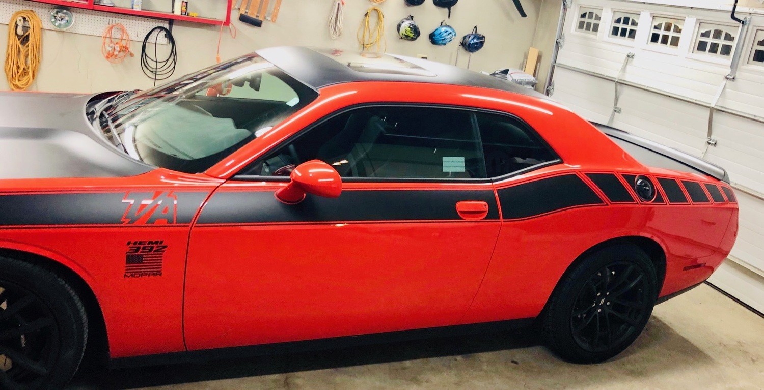 2017 - Up Dodge Challenger Extension Stripes for Factory TA Stripe
