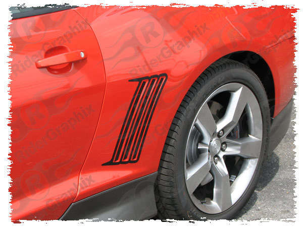 2010 - 2015 Chevrolet Camaro Rear Q.P. Side Vent Accent Blackout Decals Inside & Outside Combo