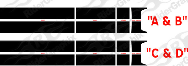 2015 - Up Dodge Challenger 10 piece Rally Stripe Decal Kit
