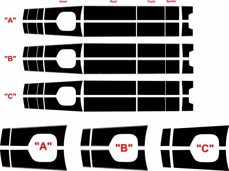 2015 - Up Dodge Challenger Shaker Twin Rally Stripe Kit Bumper to Bumper Option