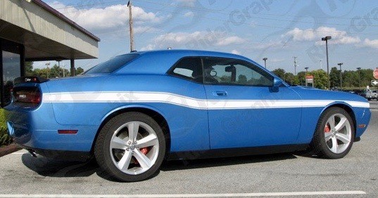 2008 - Up Dodge Challenger "1970 R/T Style" Full Length Lower Bodyline Side Stripe Kit