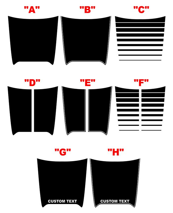 2026 - Up  Dodge Charger R/T Six Pack Center Hood Blackout Vinyl Decals