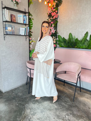 White Abaya With Scarf 