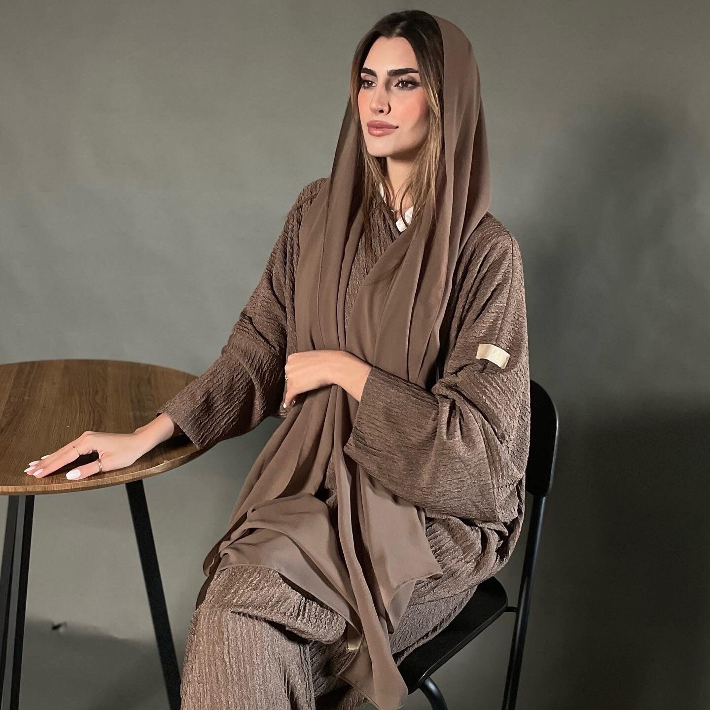 Brown Abaya With Scarf