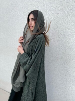Dark Green Abaya With Scarf