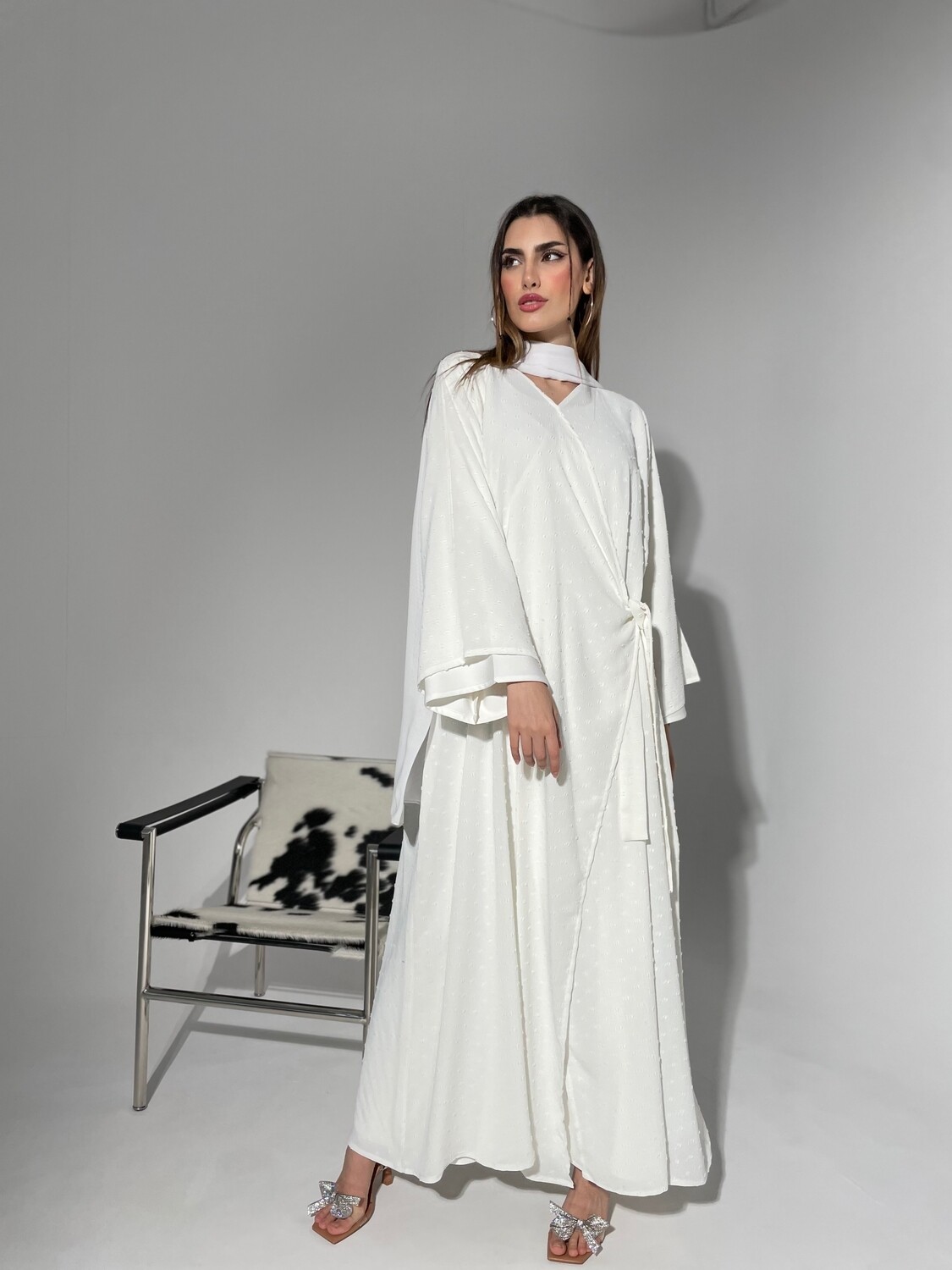 White Abaya With Scarf