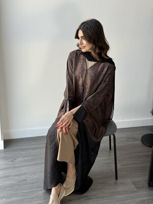 Black & Brown Abaya With Scarf