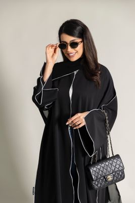 Black lined Abaya With Scarf