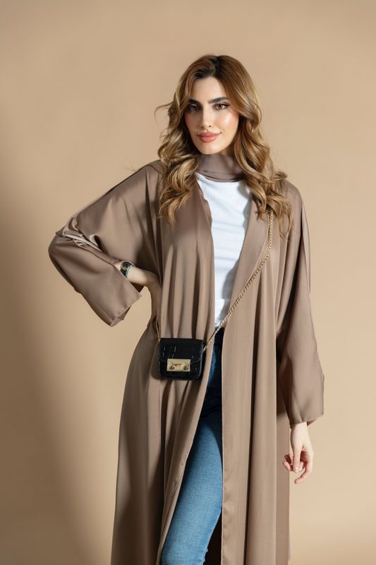 Beige Abaya With Scarf