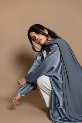 Blue Abaya With Scarf