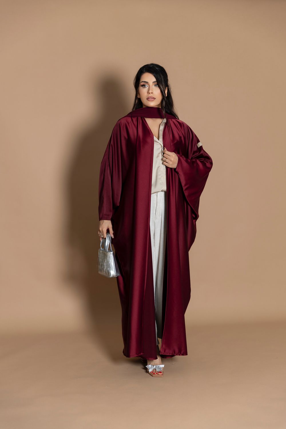 Maroon Abaya With Scarf