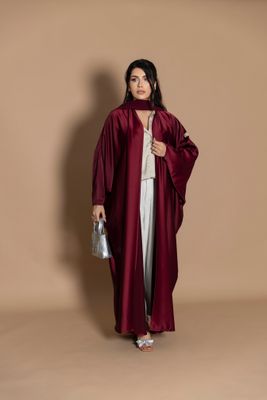 Maroon Abaya With Scarf