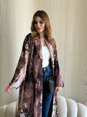 Tie Dye Abaya With Scarf (pink)