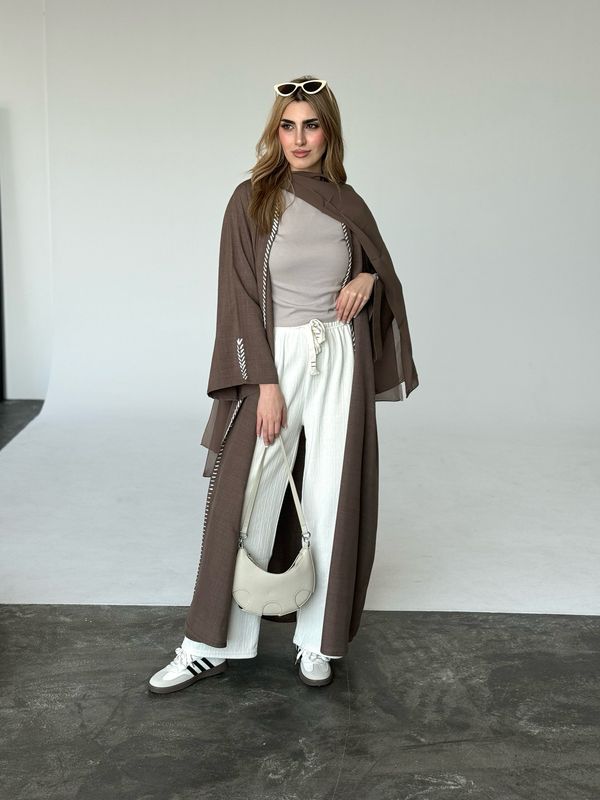 Brown Abaya With Scarf