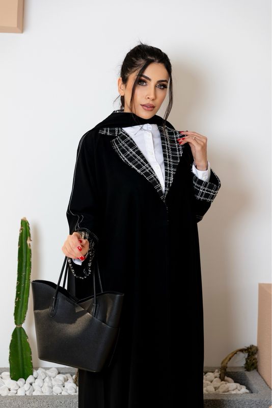 Chanel Collar Abaya With Scarf