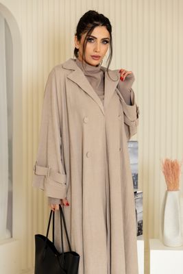 Beige Suede Coat With Scarf
