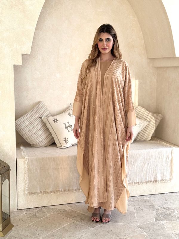 Peach Abaya With Scarf