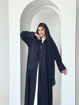 Navy Abaya With Scarf
