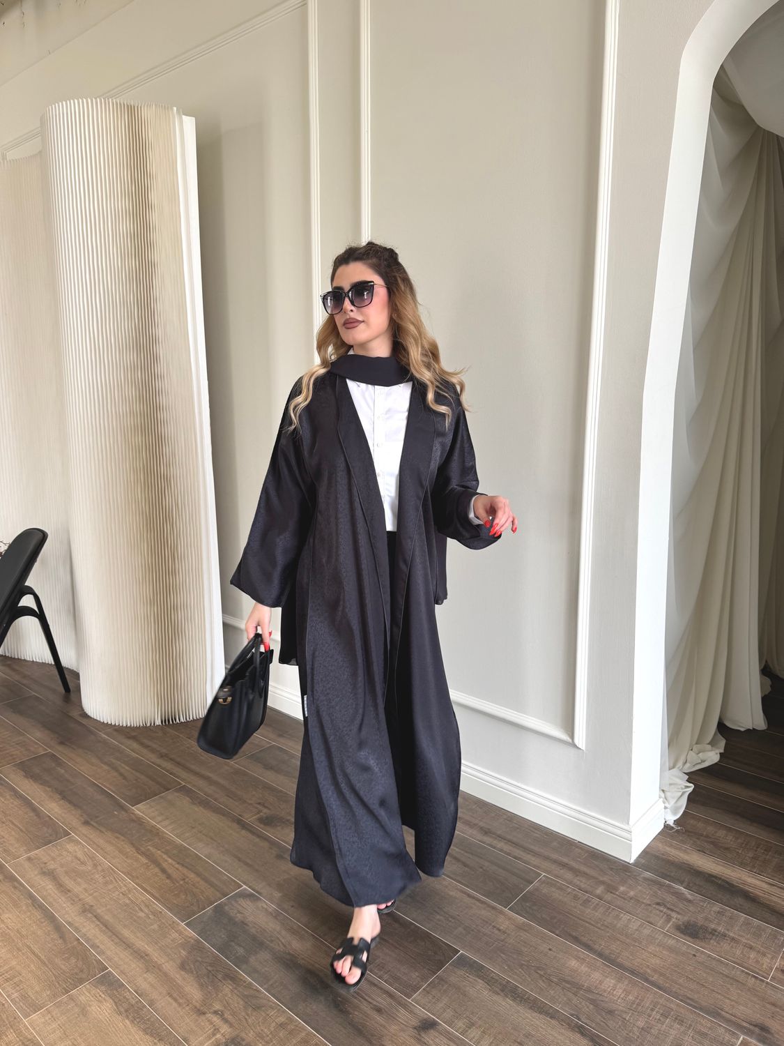 Gray Abaya With Scarf
