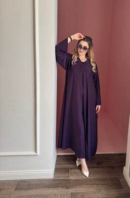 Purple  Abaya With Scarf + Dress