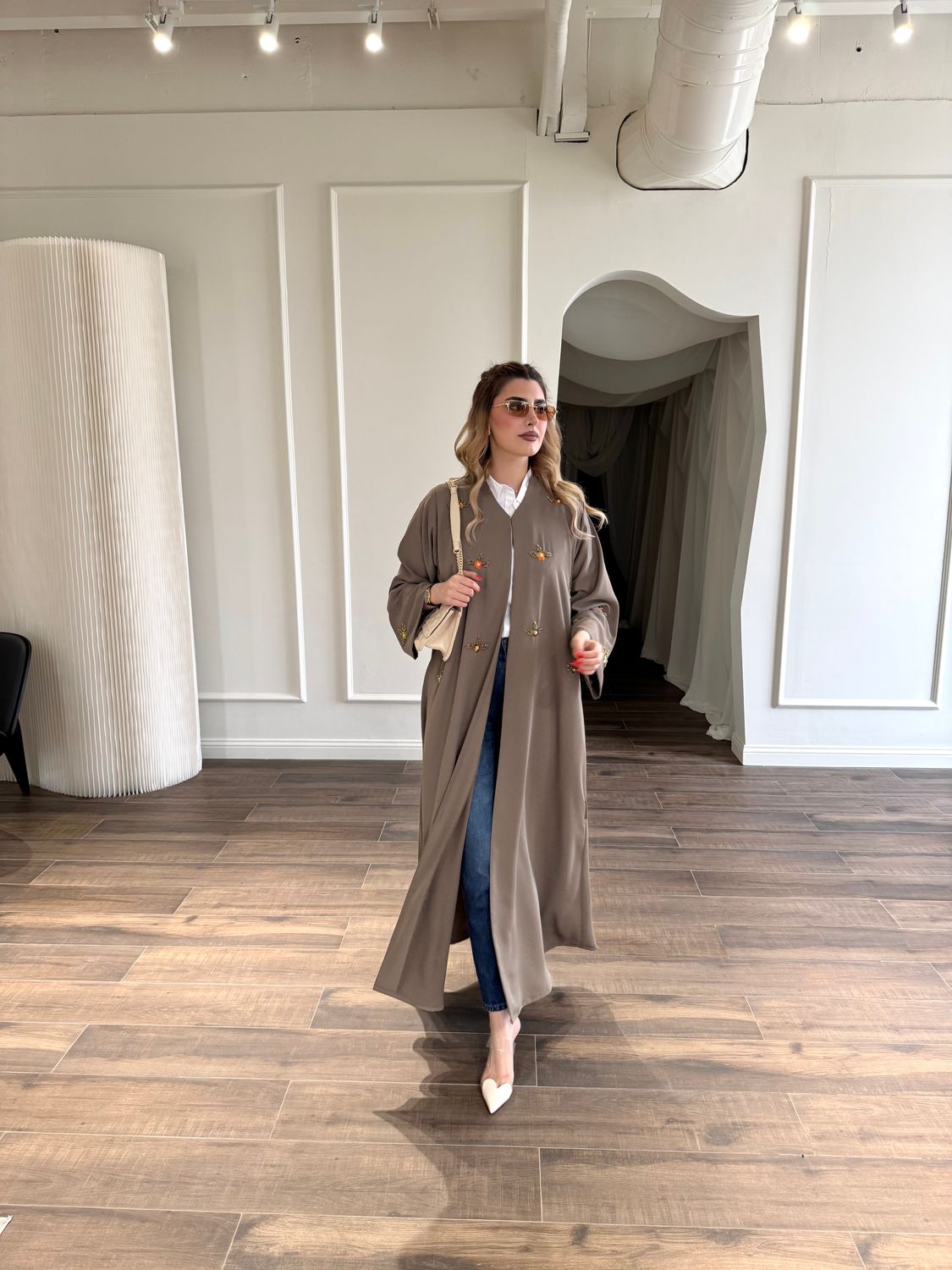 Embellished  Abaya With Scarf