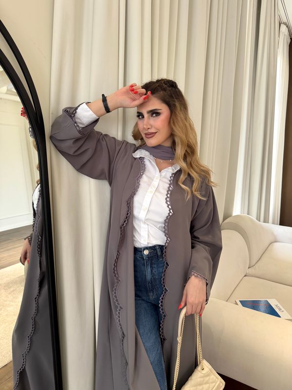 Gray Abaya with Scarf