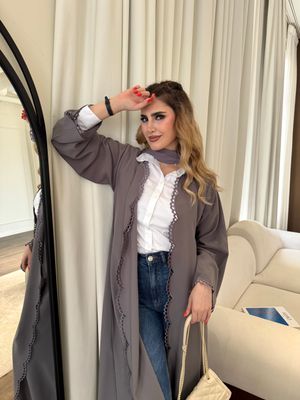 Gray Abaya with Scarf