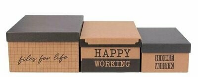 Set 3 scatole cartone Happy Working