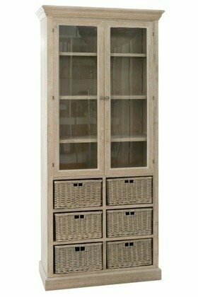 Vetrinetta Shabby con cesti rattan