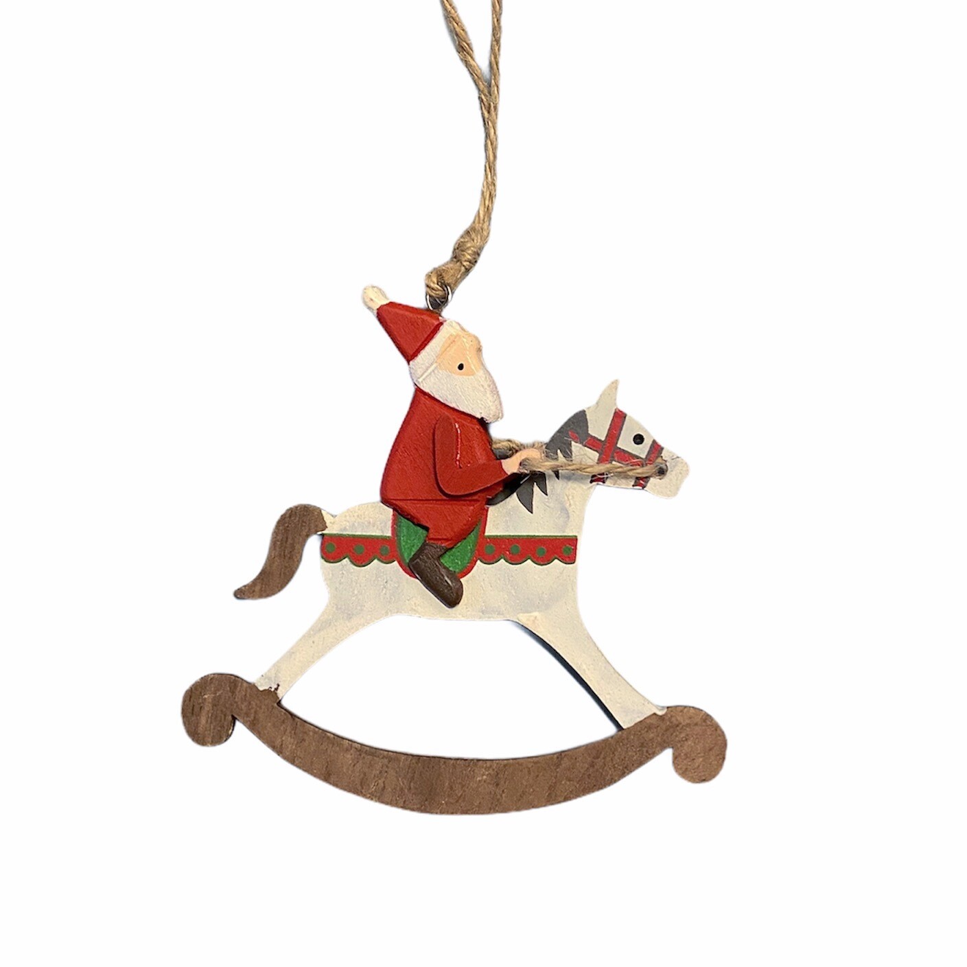 Babbo Natale Su Cavalluccio a Dondolo