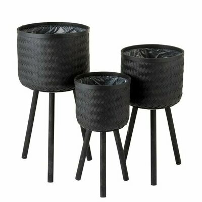 Portavaso bamboo con piedi nero