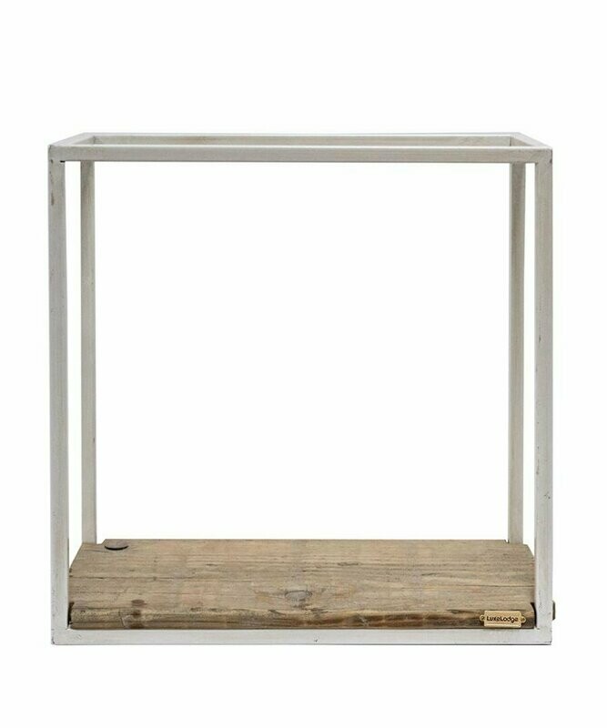 Mensola in ferro bianco e legno vecchio