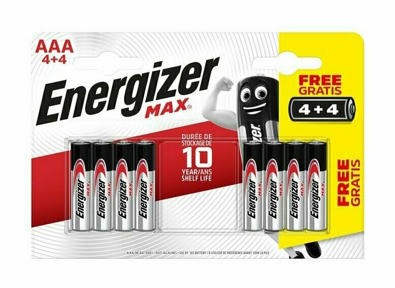 Energizer batteria alcalina AAA Max 4+4
