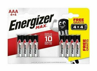 Energizer batteria alcalina AAA Max 4+4