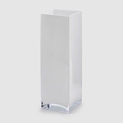 Vaso quadrato in vetro bianco h.42cm