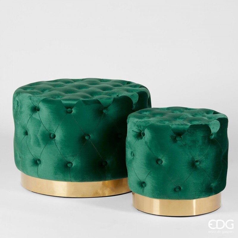 Pouf velluto rotondo verde