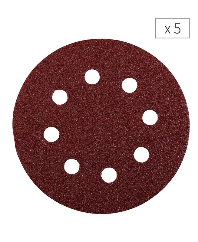 Set 5 dischi abrasivi forati ø 125mm grana 40