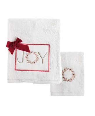 Coppia asciugamani spugna Coppia asciugamani spugna "Joy" bianco
