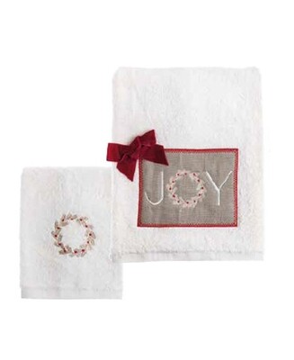 Coppia asciugamani spugna "Joy" bianco