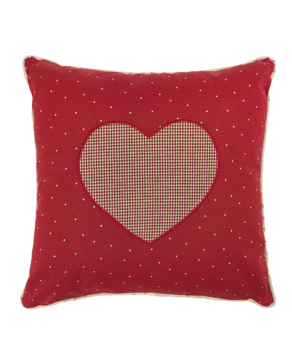 Cuscino cuore rosso/beige