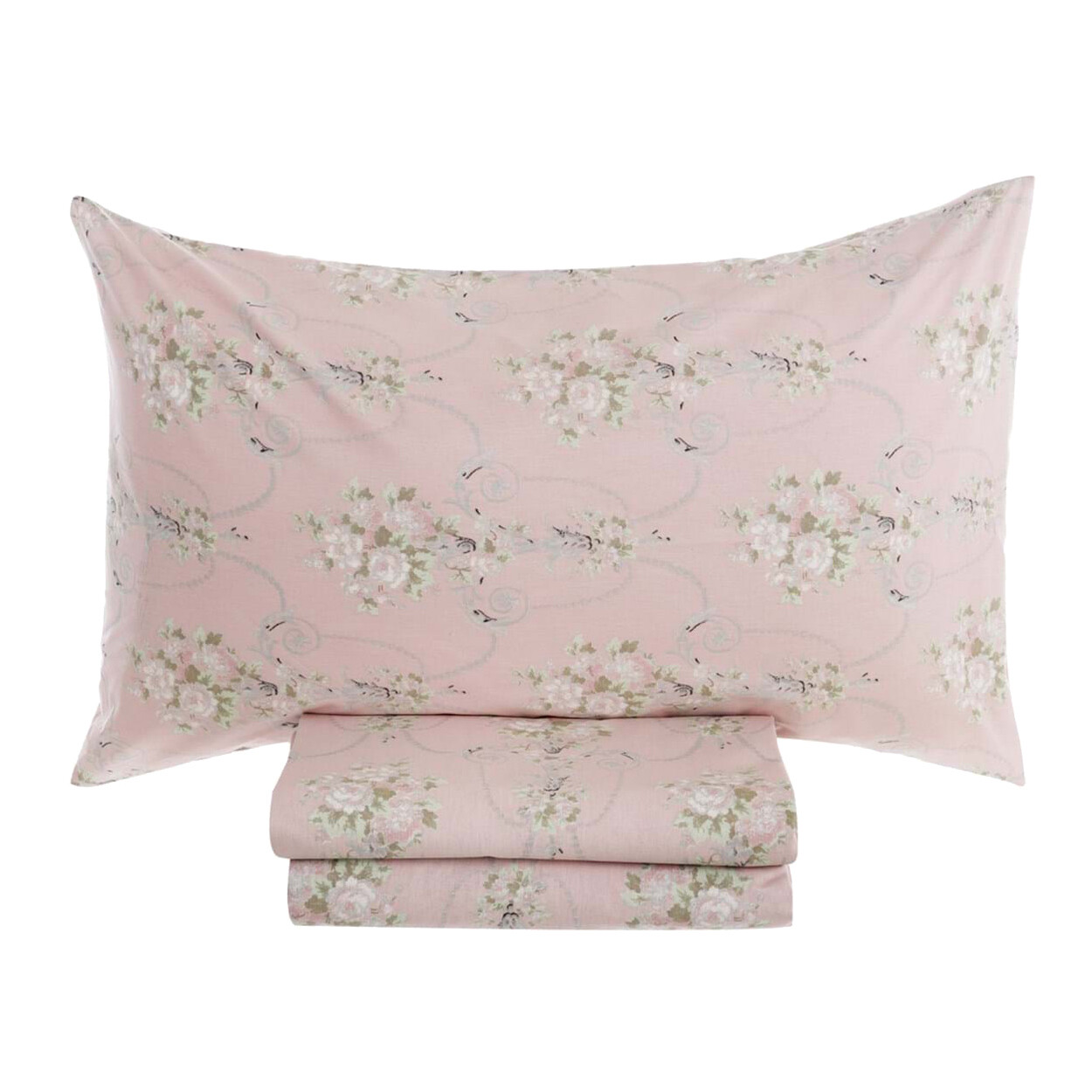 Completo letto 2 piazze "Vintage Floral" rosa