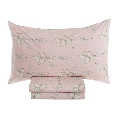 Completo letto 2 piazze "Vintage Floral" rosa