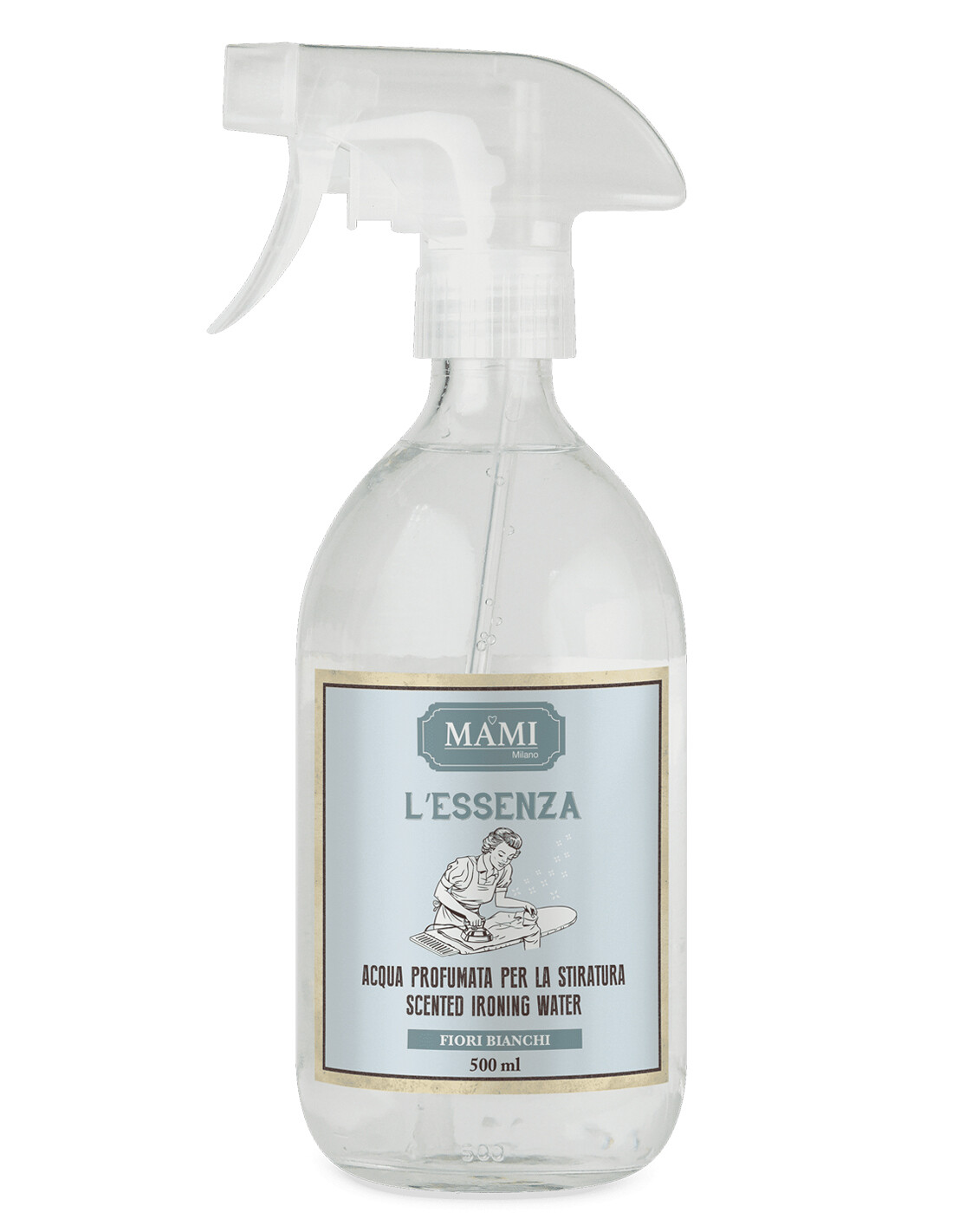 Acqua per stiratura Mami Milano Fiori bianchi - In Vetro