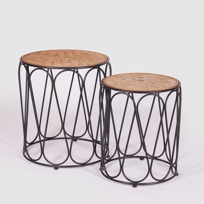 Tavolino rattan rotondo