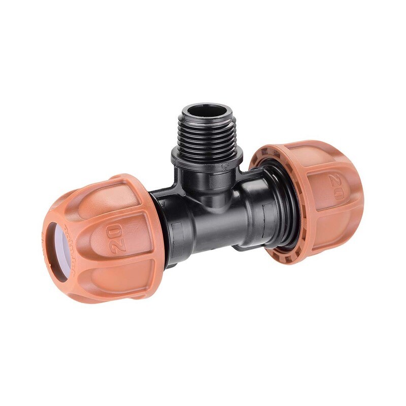 Raccordo a T per microirrigatori ø 20mm filetto 1/2" M