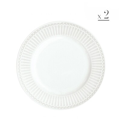 Set 2 piatti dessert "Alice" bianchi