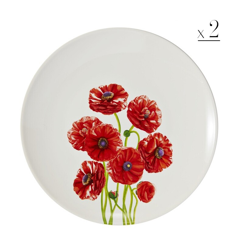 Set 2 piatti piani 23cm "Floriade" papaveri